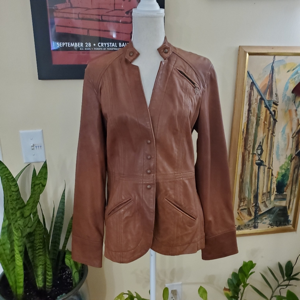 Brown Leather Jacket by Coldwater Creek